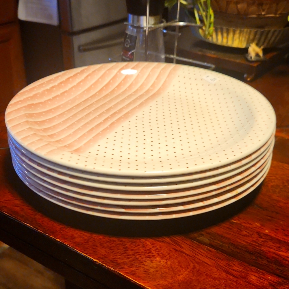 Vintage Churchill England Pink Shades Dinner Plates (7)-Set Of Three